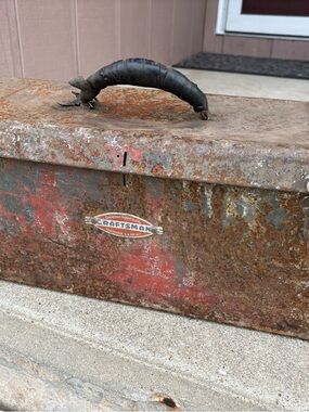 Craftsman Vintage Metal Toolbox in Red &  with patina, 1950-60s no tray